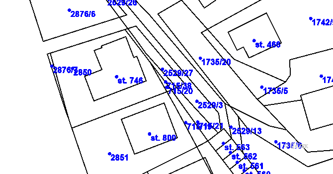 Parcela st. 715/20 v KÚ Klenčí pod Čerchovem, Katastrální mapa