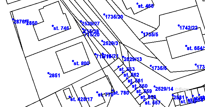 Parcela st. 715/21 v KÚ Klenčí pod Čerchovem, Katastrální mapa