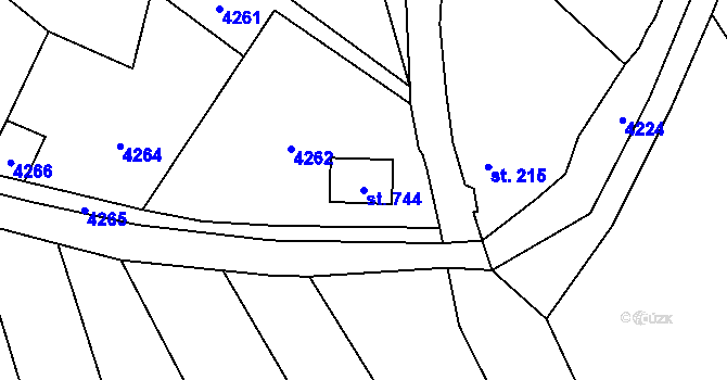 Parcela st. 744 v KÚ Klenčí pod Čerchovem, Katastrální mapa