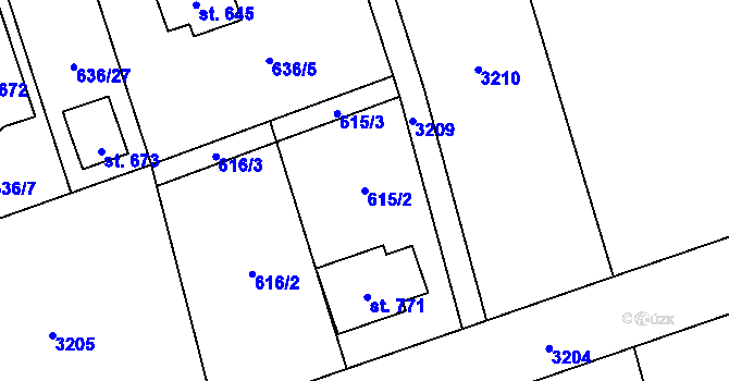 Parcela st. 615/2 v KÚ Klenčí pod Čerchovem, Katastrální mapa