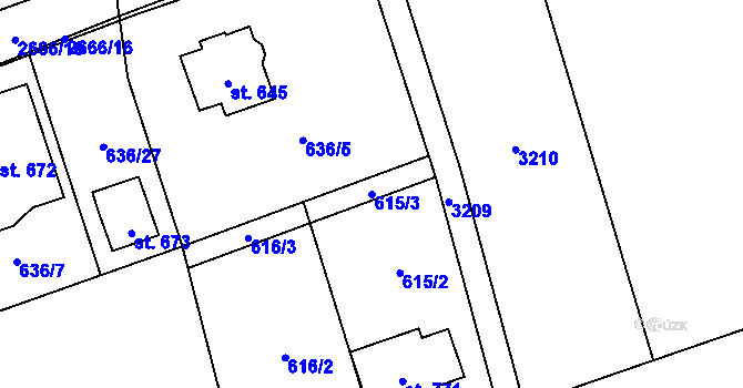 Parcela st. 615/3 v KÚ Klenčí pod Čerchovem, Katastrální mapa