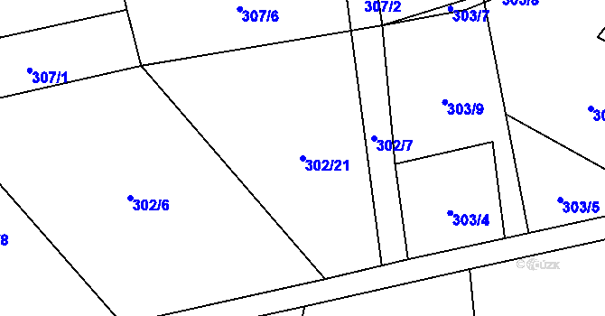 Parcela st. 302/21 v KÚ Klenčí pod Čerchovem, Katastrální mapa