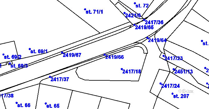 Parcela st. 2419/66 v KÚ Klenčí pod Čerchovem, Katastrální mapa