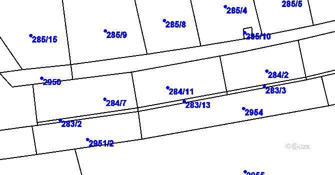 Parcela st. 284/11 v KÚ Klenčí pod Čerchovem, Katastrální mapa