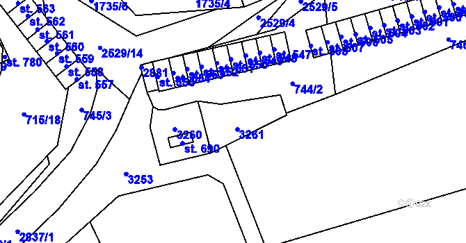 Parcela st. 744/3 v KÚ Klenčí pod Čerchovem, Katastrální mapa