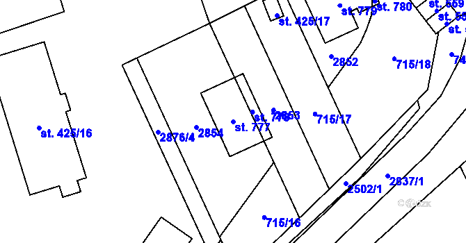 Parcela st. 777 v KÚ Klenčí pod Čerchovem, Katastrální mapa