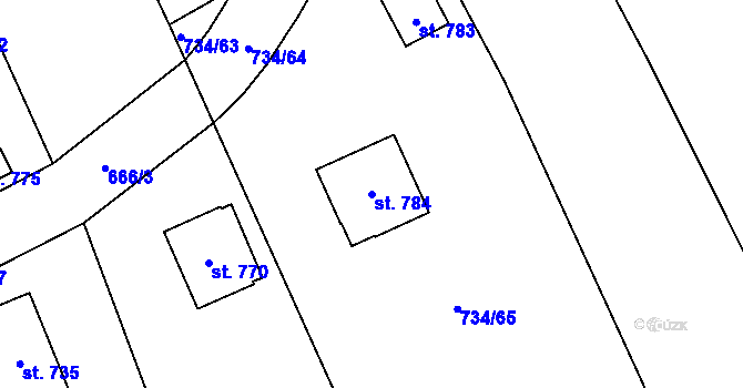 Parcela st. 784 v KÚ Klenčí pod Čerchovem, Katastrální mapa