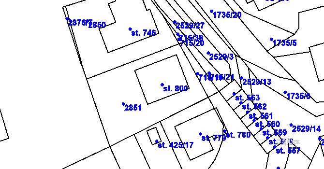 Parcela st. 800 v KÚ Klenčí pod Čerchovem, Katastrální mapa