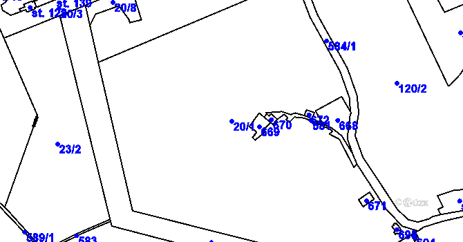 Parcela st. 20/1 v KÚ Lísková u Nemanic, Katastrální mapa
