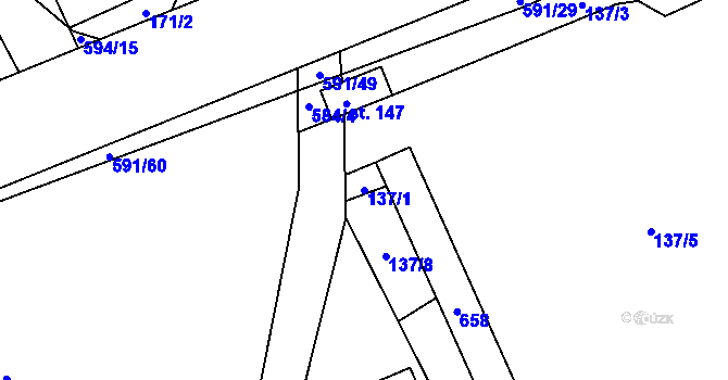 Parcela st. 137/1 v KÚ Lísková u Nemanic, Katastrální mapa