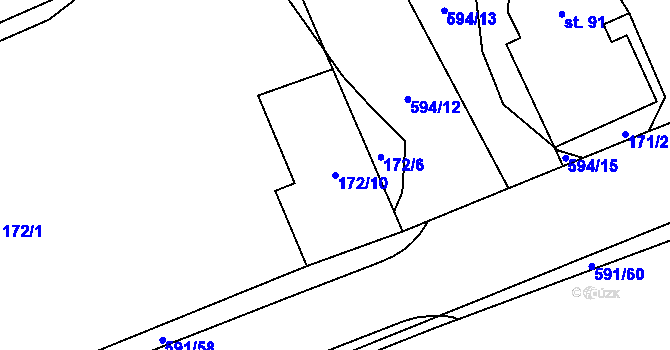 Parcela st. 172/10 v KÚ Lísková u Nemanic, Katastrální mapa