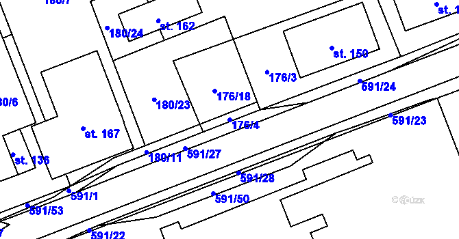 Parcela st. 176/4 v KÚ Lísková u Nemanic, Katastrální mapa
