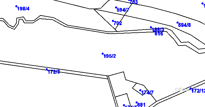 Parcela st. 195/2 v KÚ Lísková u Nemanic, Katastrální mapa