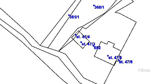 Parcela st. 47/3 v KÚ Lísková u Nemanic, Katastrální mapa