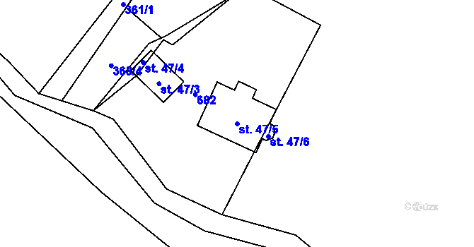 Parcela st. 47/5 v KÚ Lísková u Nemanic, Katastrální mapa