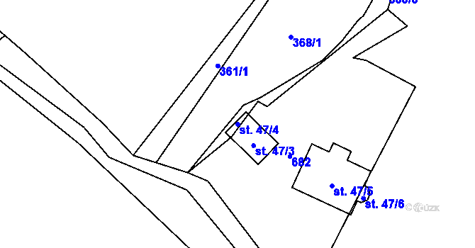 Parcela st. 47/4 v KÚ Lísková u Nemanic, Katastrální mapa