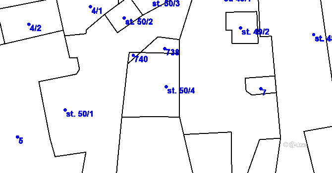 Parcela st. 50/4 v KÚ Kleneč, Katastrální mapa