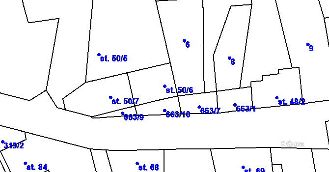 Parcela st. 50/6 v KÚ Kleneč, Katastrální mapa