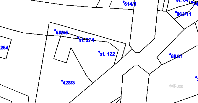 Parcela st. 122 v KÚ Kleneč, Katastrální mapa