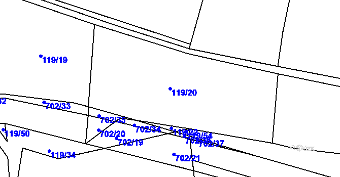 Parcela st. 119/20 v KÚ Kleneč, Katastrální mapa