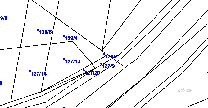 Parcela st. 129/7 v KÚ Kleneč, Katastrální mapa