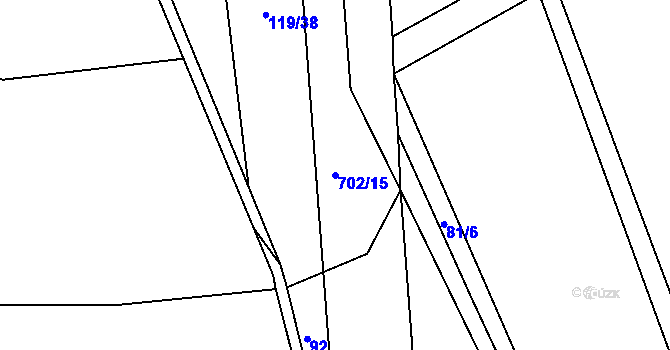 Parcela st. 702/15 v KÚ Kleneč, Katastrální mapa