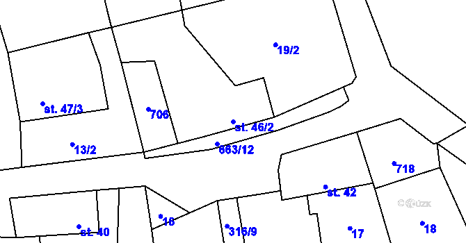 Parcela st. 46/2 v KÚ Kleneč, Katastrální mapa