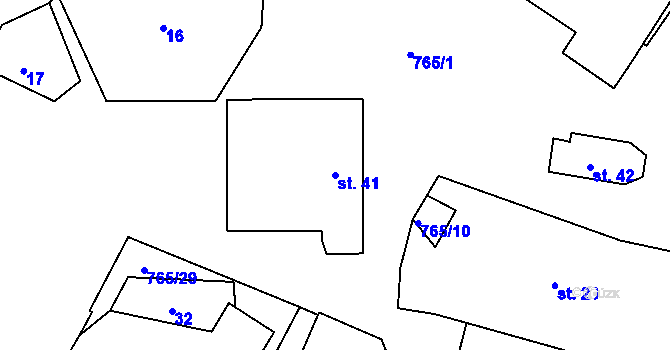 Parcela st. 41 v KÚ Klenov, Katastrální mapa