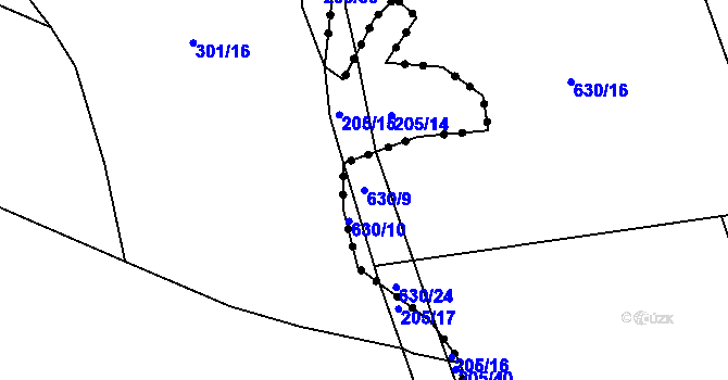 Parcela st. 630/9 v KÚ Klenov, Katastrální mapa
