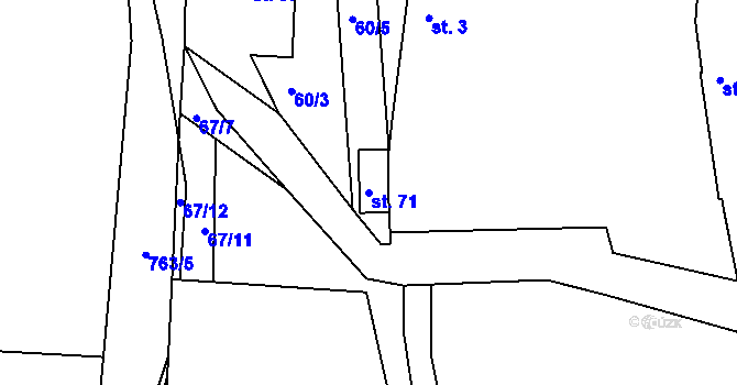 Parcela st. 71 v KÚ Klenov, Katastrální mapa
