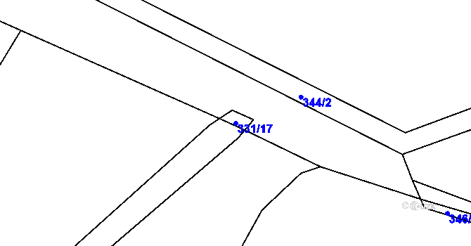 Parcela st. 331/17 v KÚ Klenov, Katastrální mapa