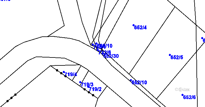 Parcela st. 652/30 v KÚ Klenov, Katastrální mapa