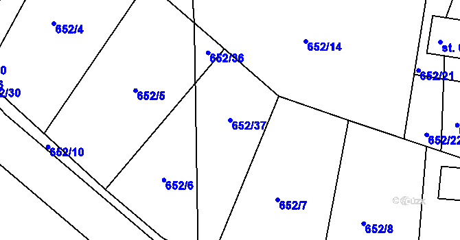 Parcela st. 652/37 v KÚ Klenov, Katastrální mapa