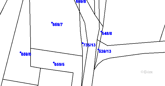 Parcela st. 735/13 v KÚ Klenov, Katastrální mapa