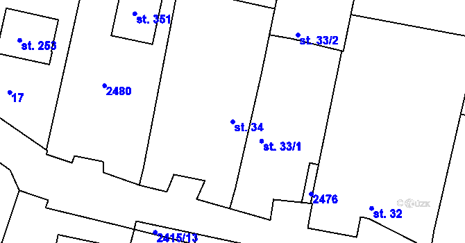 Parcela st. 34 v KÚ Klenovice u Soběslavi, Katastrální mapa