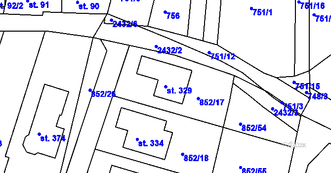 Parcela st. 329 v KÚ Klenovice u Soběslavi, Katastrální mapa