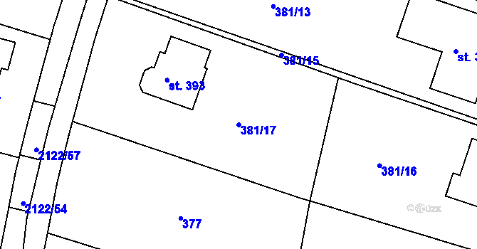 Parcela st. 381/17 v KÚ Klenovice u Soběslavi, Katastrální mapa