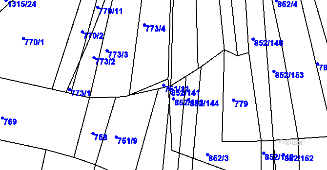 Parcela st. 751/11 v KÚ Klenovice u Soběslavi, Katastrální mapa