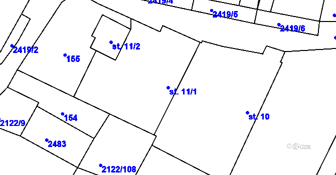 Parcela st. 11/1 v KÚ Klenovice u Soběslavi, Katastrální mapa