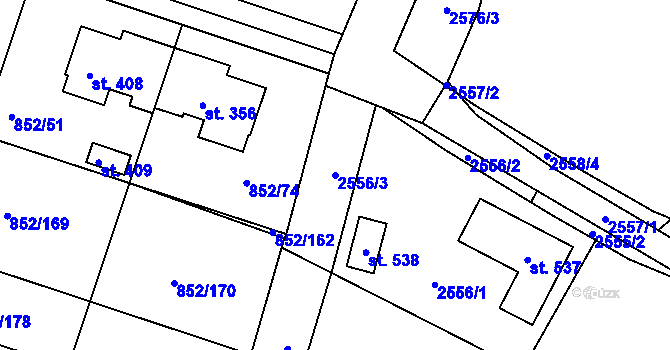 Parcela st. 2556/3 v KÚ Klenovice u Soběslavi, Katastrální mapa