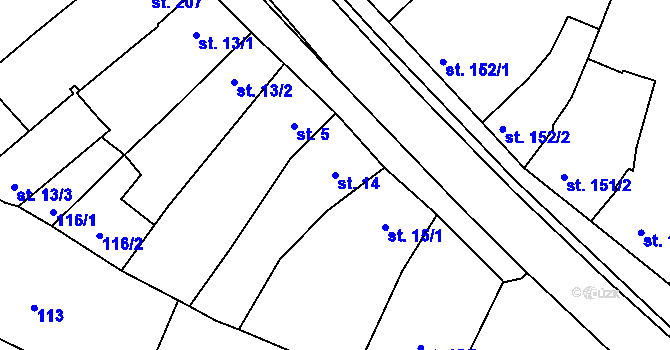 Parcela st. 14 v KÚ Klenovice na Hané, Katastrální mapa