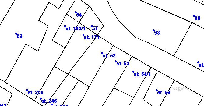 Parcela st. 52 v KÚ Klenovice na Hané, Katastrální mapa