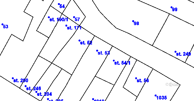 Parcela st. 53 v KÚ Klenovice na Hané, Katastrální mapa
