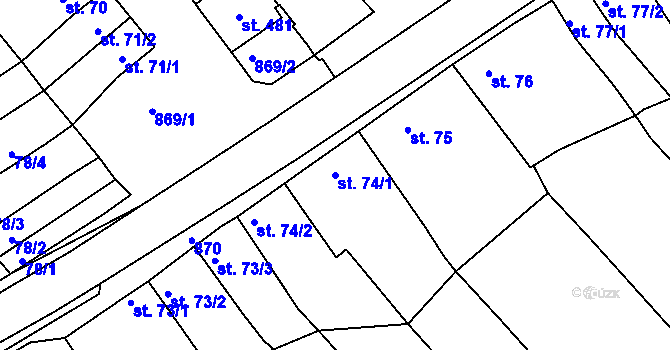 Parcela st. 74/1 v KÚ Klenovice na Hané, Katastrální mapa