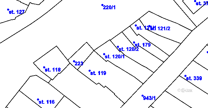 Parcela st. 120/1 v KÚ Klenovice na Hané, Katastrální mapa