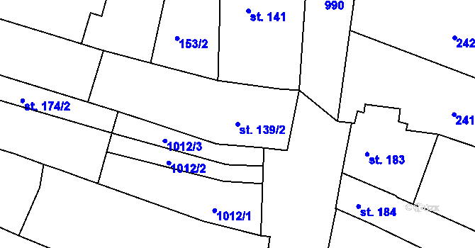 Parcela st. 139/2 v KÚ Klenovice na Hané, Katastrální mapa