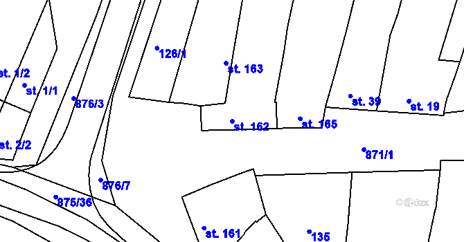 Parcela st. 162 v KÚ Klenovice na Hané, Katastrální mapa