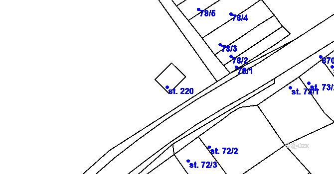Parcela st. 220 v KÚ Klenovice na Hané, Katastrální mapa