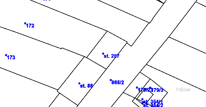 Parcela st. 257 v KÚ Klenovice na Hané, Katastrální mapa