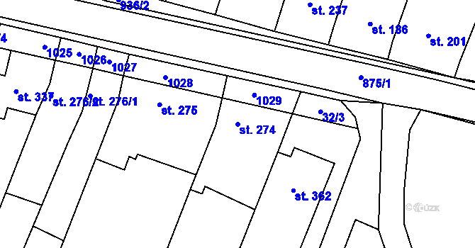 Parcela st. 274 v KÚ Klenovice na Hané, Katastrální mapa